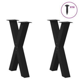 Berkfield Dining Table Legs X-Shaped 2 Pcs Black 60X(72-73) Cm Steel - thumbnail 3