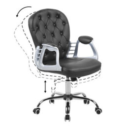 Beliani Desk Chair Princess Faux Leather Black - thumbnail 7