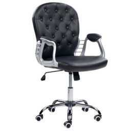 Beliani Desk Chair Princess Faux Leather Black - thumbnail 4