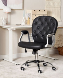 Beliani Desk Chair Princess Faux Leather Black - thumbnail 2