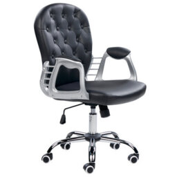 Beliani Desk Chair Princess Faux Leather Black - thumbnail 1