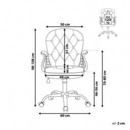 Beliani Desk Chair Princess Faux Leather Black - thumbnail 3