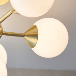 Luminosa Lighting Luminosa Oscar Semi Flush Satin Brushed Gold Effect Plate & Gloss White Glass 6 Light Dimmable Ip20 - G9 - thumbnail 4