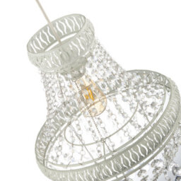 Happy Homewares Vintage And Ornate White Metal Pendant Light Shade With Clear Acrylic - thumbnail 3