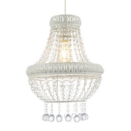 Happy Homewares Vintage And Ornate White Metal Pendant Light Shade With Clear Acrylic - thumbnail 2