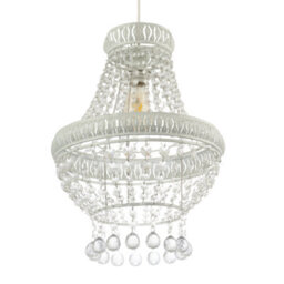 Happy Homewares Vintage And Ornate White Metal Pendant Light Shade With Clear Acrylic - thumbnail 5