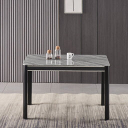 Furnizone UK Milano 4-Seater Grey Marble-Effect Glass Dining Table And 4 Monza Grey Velvet Chairs - thumbnail 3