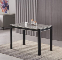 Furnizone UK Milano 4-Seater Grey Marble-Effect Glass Dining Table And 4 Monza Grey Velvet Chairs - thumbnail 2