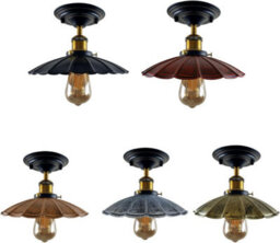 Vintage Semi Flush Mount Ceiling Light E27 22Cm Brushed Brass Lampshade Umbrella Style Light Fixture For Living Room Kitchen - thumbnail 8