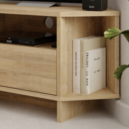 Decortie Modern Viva Corner Tv Unit Shelf Up To 36 Inch Tvs Push To Open Storage Cabinet, 3 Open Shelf Media Centre 95.7(W)Cm Oak - thumbnail 6