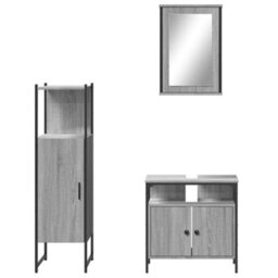 Berkfield 3 Piece Bathroom Furniture Set Grey Sonoma Engineered Wood - thumbnail 5