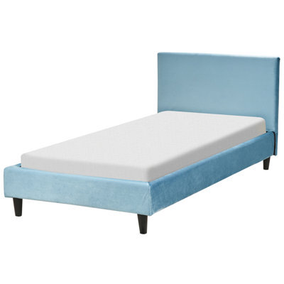 Beliani Bed Velvet Fitou 90 X 200 Cm (Eu Single) Light Blue - image 1