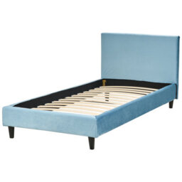 Beliani Bed Velvet Fitou 90 X 200 Cm (Eu Single) Light Blue - thumbnail 4