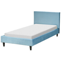 Beliani Bed Velvet Fitou 90 X 200 Cm (Eu Single) Light Blue - thumbnail 1
