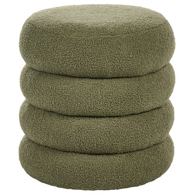Wyld And Coco Green Bouclé Round Pouffe Footstool - W43 X D43 X H47Cm - image 1