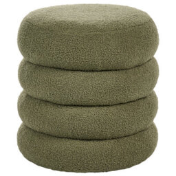 Wyld And Coco Green Bouclé Round Pouffe Footstool - W43 X D43 X H47Cm - thumbnail 1