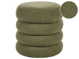 Wyld And Coco Green Bouclé Round Pouffe Footstool - W43 X D43 X H47Cm - thumbnail 3