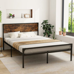 Costway King Bed Frame Industrial Metal Platform Bed With Headboard And Footboard - thumbnail 9