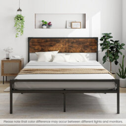 Costway King Bed Frame Industrial Metal Platform Bed With Headboard And Footboard - thumbnail 8