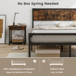 Costway King Bed Frame Industrial Metal Platform Bed With Headboard And Footboard - thumbnail 3