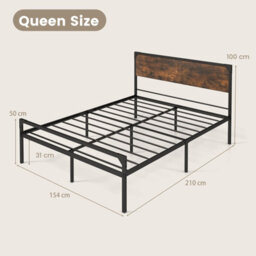 Costway King Bed Frame Industrial Metal Platform Bed With Headboard And Footboard - thumbnail 2