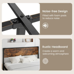 Costway King Bed Frame Industrial Metal Platform Bed With Headboard And Footboard - thumbnail 6