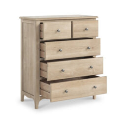 Celine Washed Oak 2 Over 3 Drawer Chest Fully Assembled - By Roseland Furniture - thumbnail 4