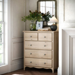 Celine Washed Oak 2 Over 3 Drawer Chest Fully Assembled - By Roseland Furniture - thumbnail 3