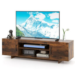 Costway 152 Cm Entertain Center Tv Stand For Tvs Up To 70 Inches-Brown - thumbnail 1