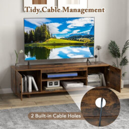 Costway 152 Cm Entertain Center Tv Stand For Tvs Up To 70 Inches-Brown - thumbnail 5