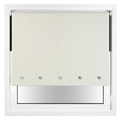 Furnished Thermal Blackout Roller Blinds With Round Eyelets & Metal Fittings - Cream (W)130Cm (L)210Cm