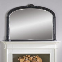 The Online Mirror Shop Overmantle Mirror Mayfair Arched Shape With Black Frame- H 89Cm X W 127Cm X D 4Cm For Hanging In Entryway And Hallway - thumbnail 2