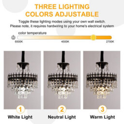 Vrygle 30Cm Modern Crystal Chandelier Raindrop Luxurious Black Finish Farmhouse Pendant Ceiling - thumbnail 3