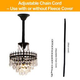 Vrygle 30Cm Modern Crystal Chandelier Raindrop Luxurious Black Finish Farmhouse Pendant Ceiling - thumbnail 7