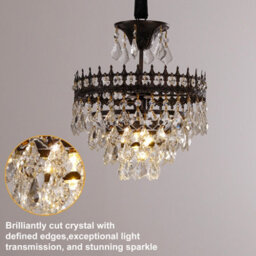 Vrygle 30Cm Modern Crystal Chandelier Raindrop Luxurious Black Finish Farmhouse Pendant Ceiling - thumbnail 4