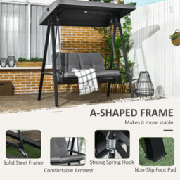 Outsunny 2 Seater Garden Outdoor Swing Chair Hammock W/ Adjustable Canopy - thumbnail 6