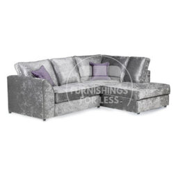 Furnishings For Less UK Crystal Crushed Velvet Fabric 3 To 4 Seater L Shaped Corner Sofa Silver Right Hand Facing - Full Back - thumbnail 1