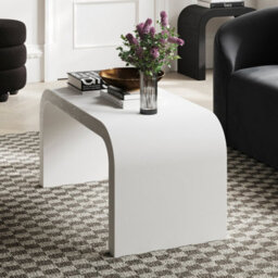 LPD Lake White Coffee Table Curved Modern Design Sleek Elegant Look - thumbnail 2