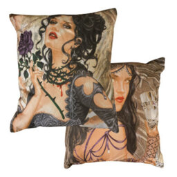 Alchemy England Story Of The Rose Set Of 2 Cushion Covers, Gothic Romance Alternative, Beige Purple - thumbnail 2