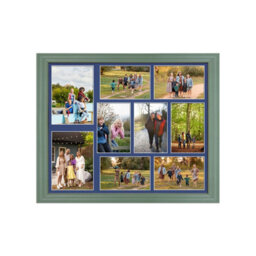 AK Frames 20X16 Green Classic Multi Photo Frame With Blue Mount - Holds 9 Apertures (2X) 7X5, (7X) 6X4 Photos - thumbnail 1