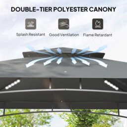Outsunny 8' X 5' Grill Gazebo, Double Tiered Outdoor Bbq Shelter, Dark Grey - thumbnail 4