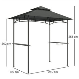 Outsunny 8' X 5' Grill Gazebo, Double Tiered Outdoor Bbq Shelter, Dark Grey - thumbnail 3
