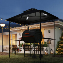 Outsunny 8' X 5' Grill Gazebo, Double Tiered Outdoor Bbq Shelter, Dark Grey - thumbnail 8