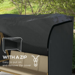 Outsunny 3 Seater Garden Swing Cover, Windproof And Anti-Uv, Black - thumbnail 7