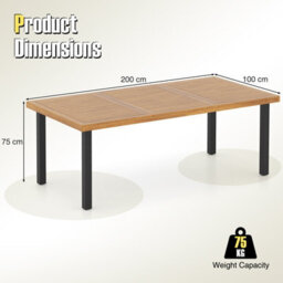 Costway 2 X 1 M Rectangle Acacia Wood Table For 8 Patio Dining Table W/ 5Cm Umbrella Hole - thumbnail 3
