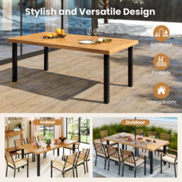 Costway 2 X 1 M Rectangle Acacia Wood Table For 8 Patio Dining Table W/ 5Cm Umbrella Hole - thumbnail 9