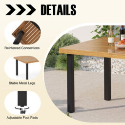 Costway 2 X 1 M Rectangle Acacia Wood Table For 8 Patio Dining Table W/ 5Cm Umbrella Hole - thumbnail 7