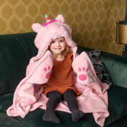 Noxxiez Kids Animal Hooded Blanket - Unicorn - thumbnail 3