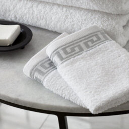 Gc Gaveno Cavailia 2 Piece Greek Emb Bath Sheet 80X140 White Egyptian Cotton Quick Dry Large Bath Towel - thumbnail 3