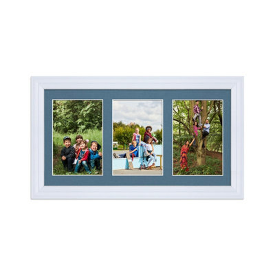 AK Frames 40X20Cm White Classic Multi Photo Frame With Pompadour Mount - Holds 3 Apertures (3X) 6X4 Photos - image 1